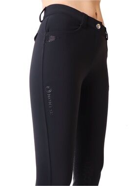 NWOT Montar Kyla Soft-Tech Full Grip Breeches Black US 12 Rhinestone Equestrian